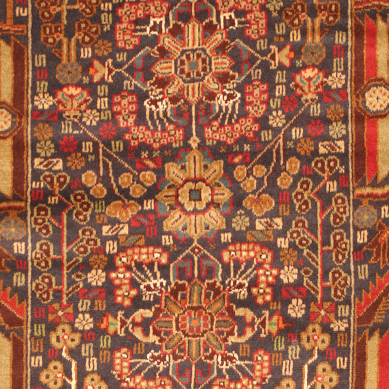 Tapis bleu marine/rouge en laine tissé à la main one-of-kind Prentice