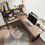 Brown + Black L-Shaped Solid Wood desk-590495778-590495790