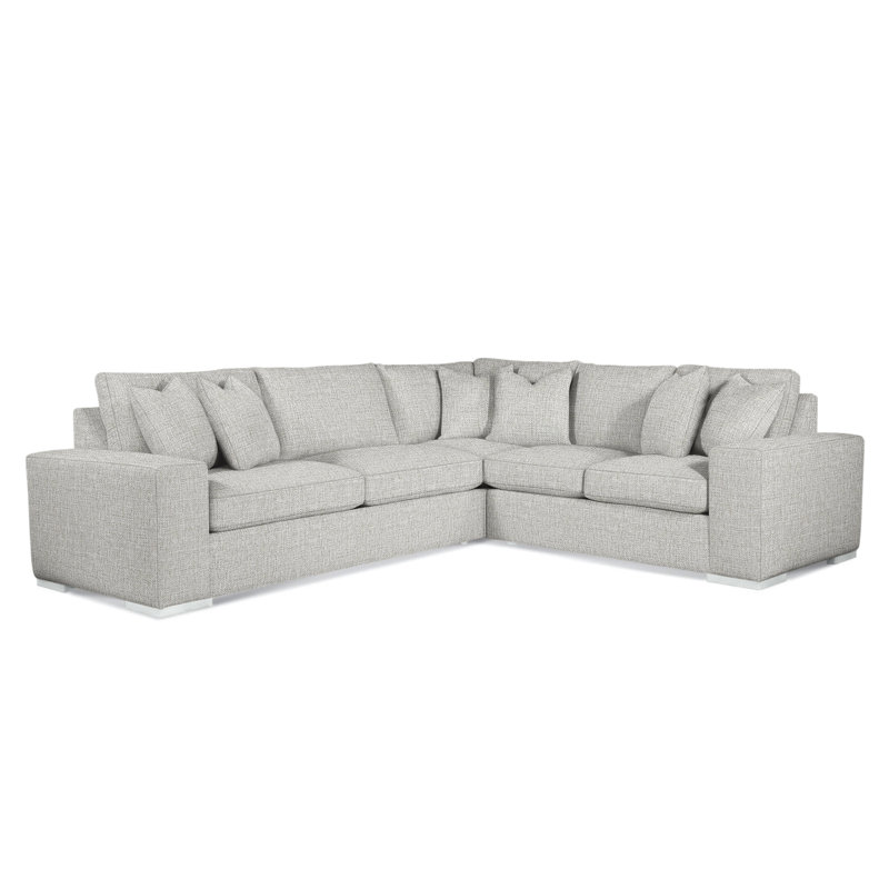 Memphis Upholstered L-Shaped Sectional, Frost White, Right Hand Facing, Brown Geometric, 0456-33