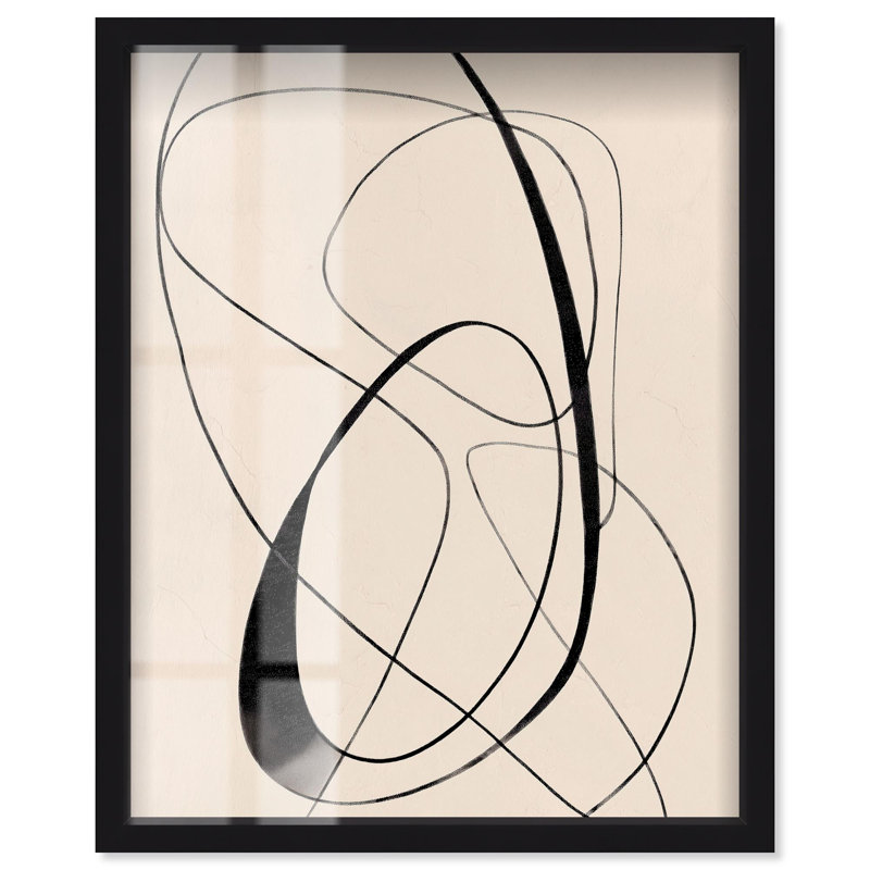 Décoration murale abstraite Freeform Lines Shadowbox par Art Remedy, cadre noir, 36 x 45, H 46 po x l 37 po, Cadre noir