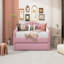 Lit de jour simple rembourré capitonné avec couchette, canapé-lit en velours avec ports USB et ports de charge de type C, aucun sommier nécessaire, rose-1537259020
