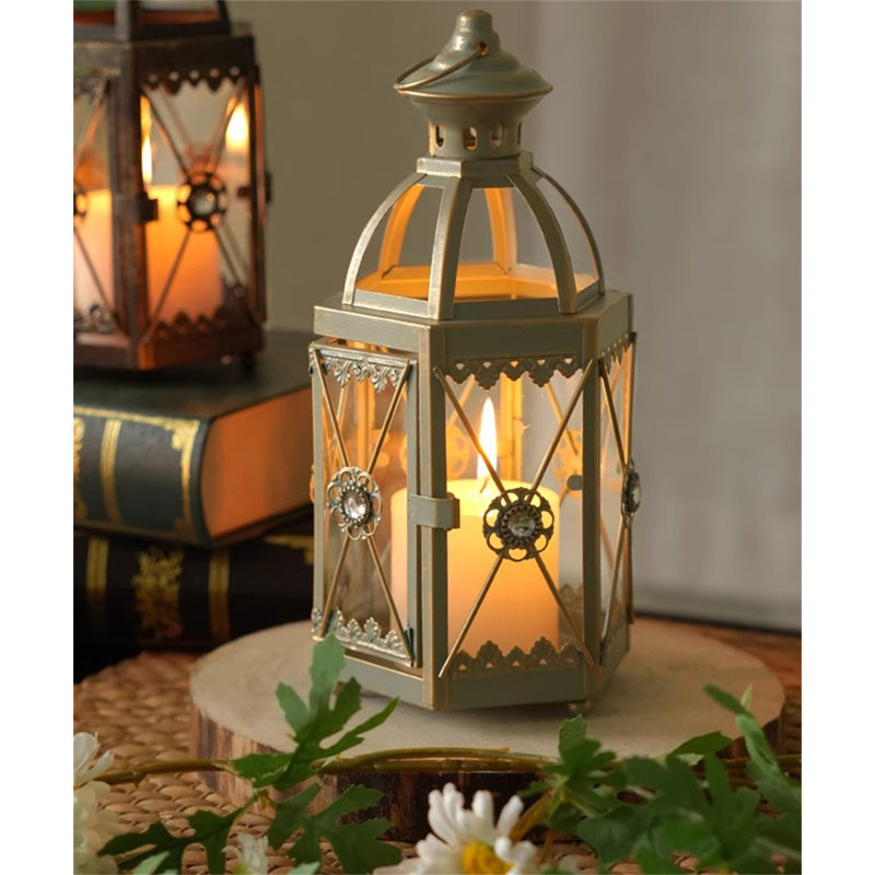 10.43'' H Metal Tabletop Candlestick, Green