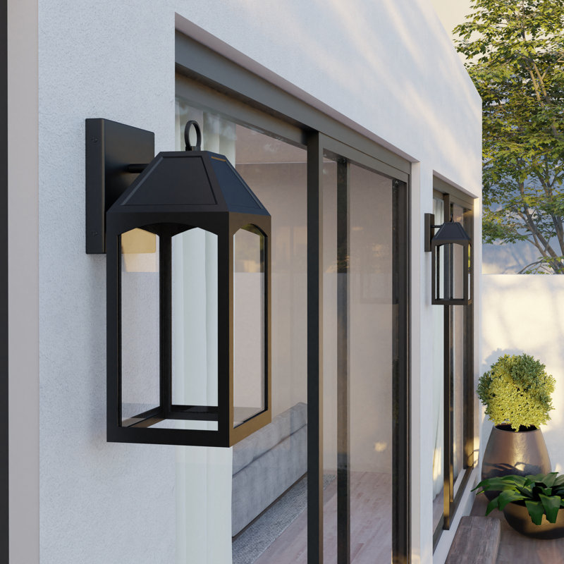 Adamsville Outdoor 1-Light Night Sky Large Wall Lantern In Black With Clear Glass, H 20,5 po x l 7,75 po x P 9,75 po