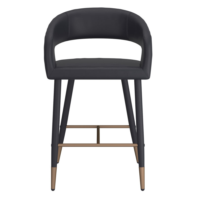 Tabouret de comptoir en similicuir et métal 26 po Christley, ensemble de 4 - noir, Noir