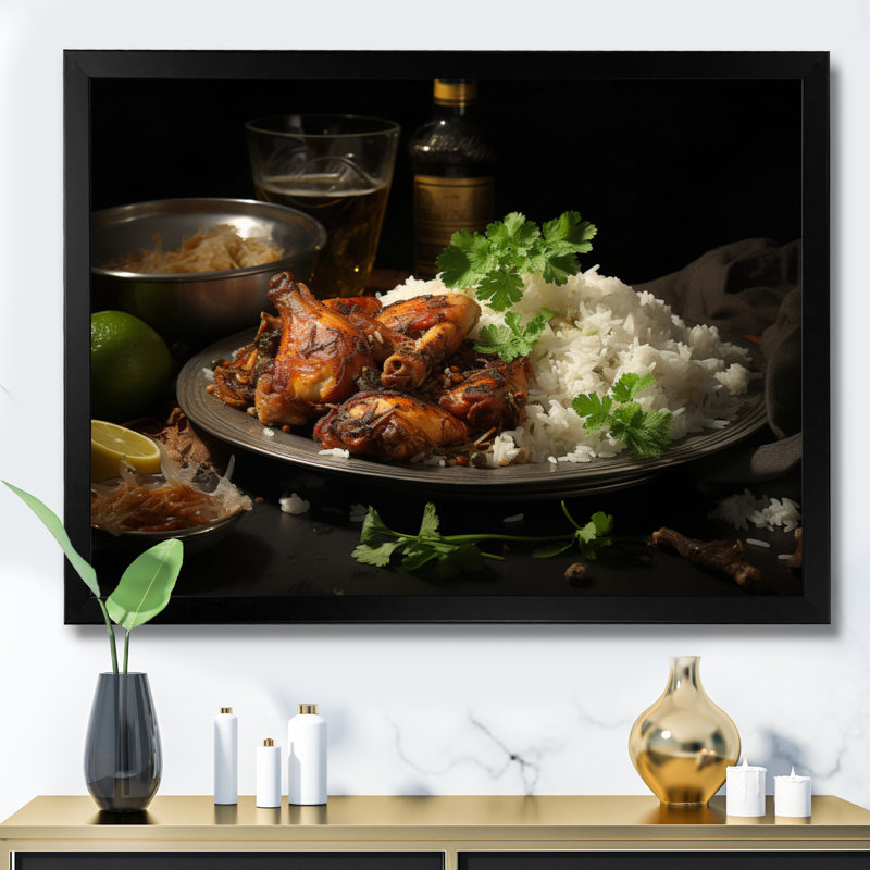 «Cuban Cuisine Brown I - Food & Beverage», reproduction d'art sur toile, H 34 po x l 44 po x P 1,5 po, Cadre simple noir