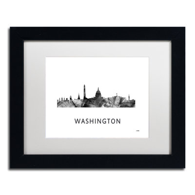 « washington dc horizon wb-bw », impression sur toile encadrée