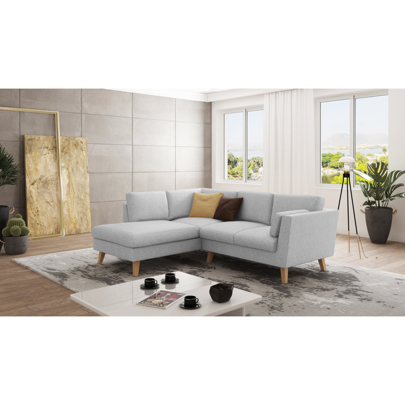  Scandinavian Corner Sofa, Silver, Left Hand Facing