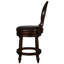 Tabouret de bar 26 po en bois au niveau du comptoir, pivotant à haut dossier, siège rond avec éléments décoratifs, retour à 180 degrés, pieds tournés, noyer riche, similicuir brun foncé, repose-pieds, facile