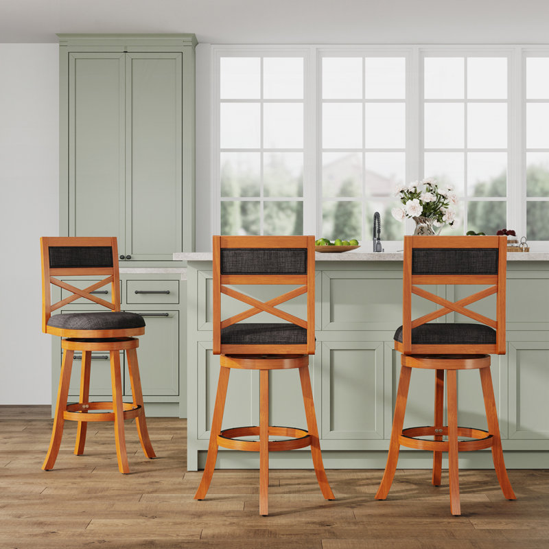 Tabouret pivotant à hauteur de bar, Gris, Naturel