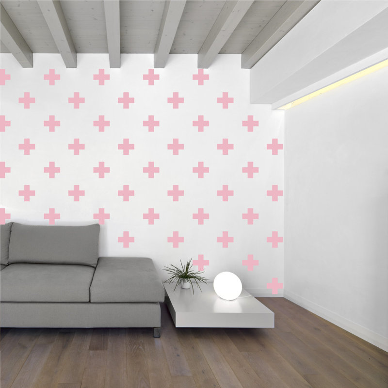 Décalcomanie murale à motifs croisés suisses, H 3 po x l 3 po x P 0,01 po, Rose œillet