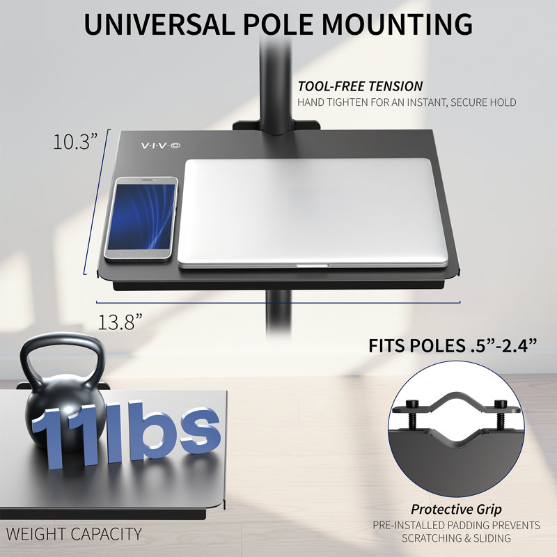 Clamp-on 14in Shelf Pole Mount