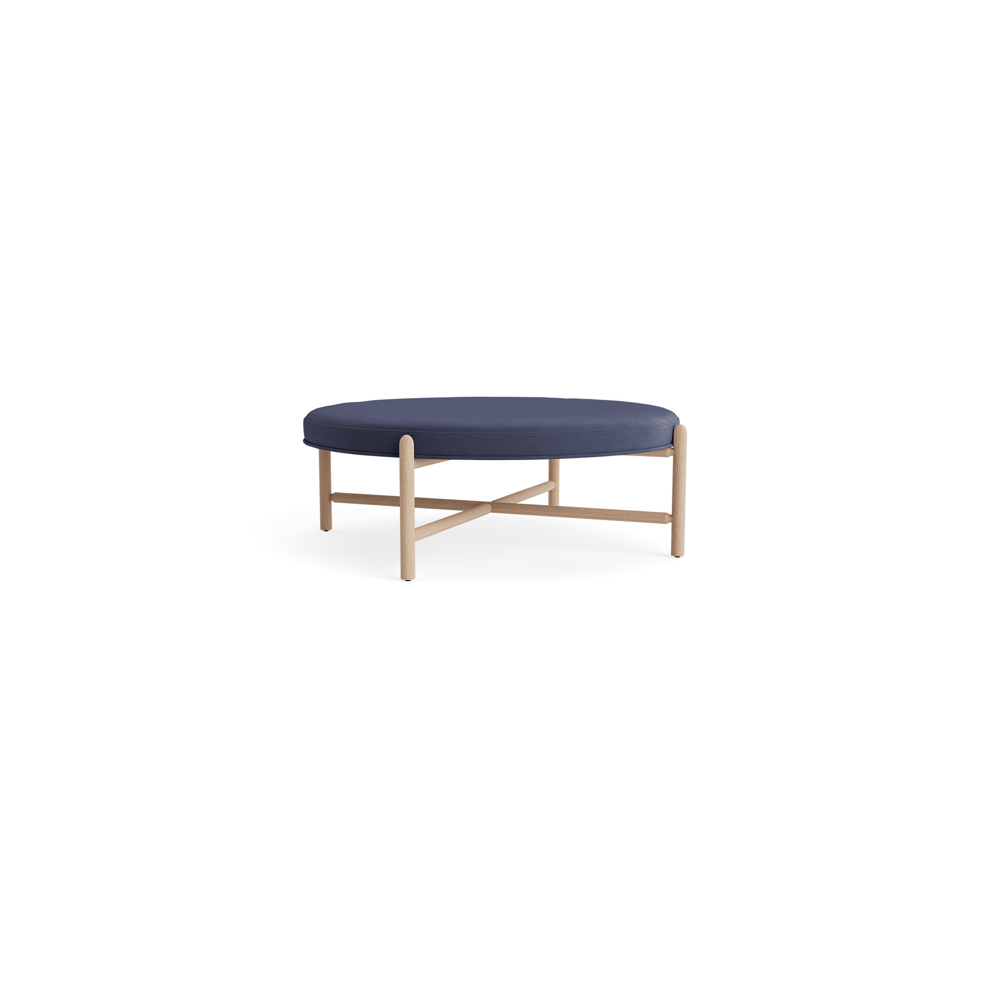 Vane 48" Round Ottoman, Navy, Oak