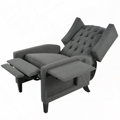 Manual Adjustable WingBack Recliner Chair. with Foldable Side Table, USB Charging ports