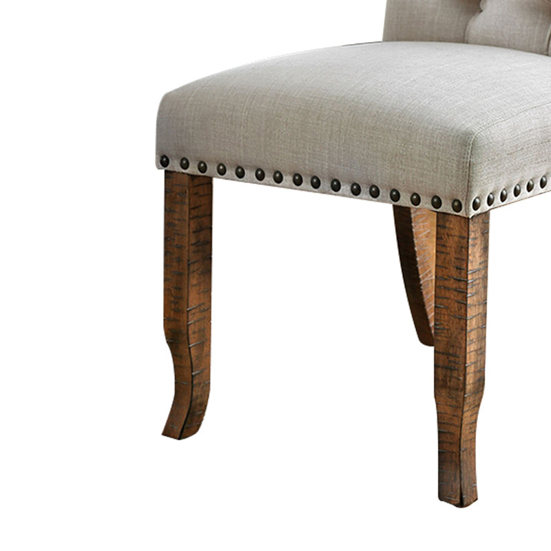 Gray Linen Upholstered High Back Parsons Side Chair