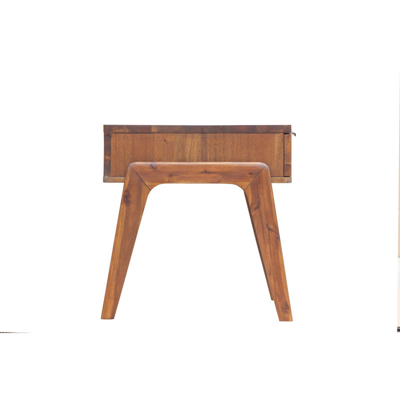 Langton Warm Brown Acacia Wood and Metal End Table with Storage