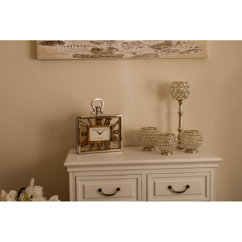 Roman Numeral Mango Wood Quartz Movement / Crystal Tabletop Clock in