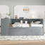 Lit de jour avec couchette, structure de lit de jour en bois avec tiroirs de rangement et tablettes latérales, lit de jour avec bureau, aucune boîte à ressorts nécessaire-2084943351-2084943348