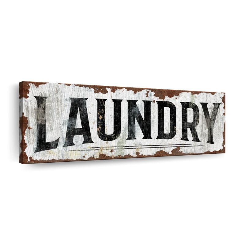 Rusty Laundry Sign, reproduction sur toile, H 17 po x l 51 po x P 1,25 po