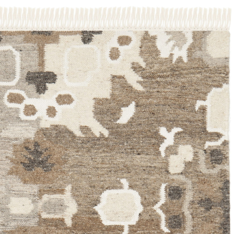 Tapis gris en laine, viscose et coton tissé à la main Mill, Rectangle 2 pi 6 po x 4 pi