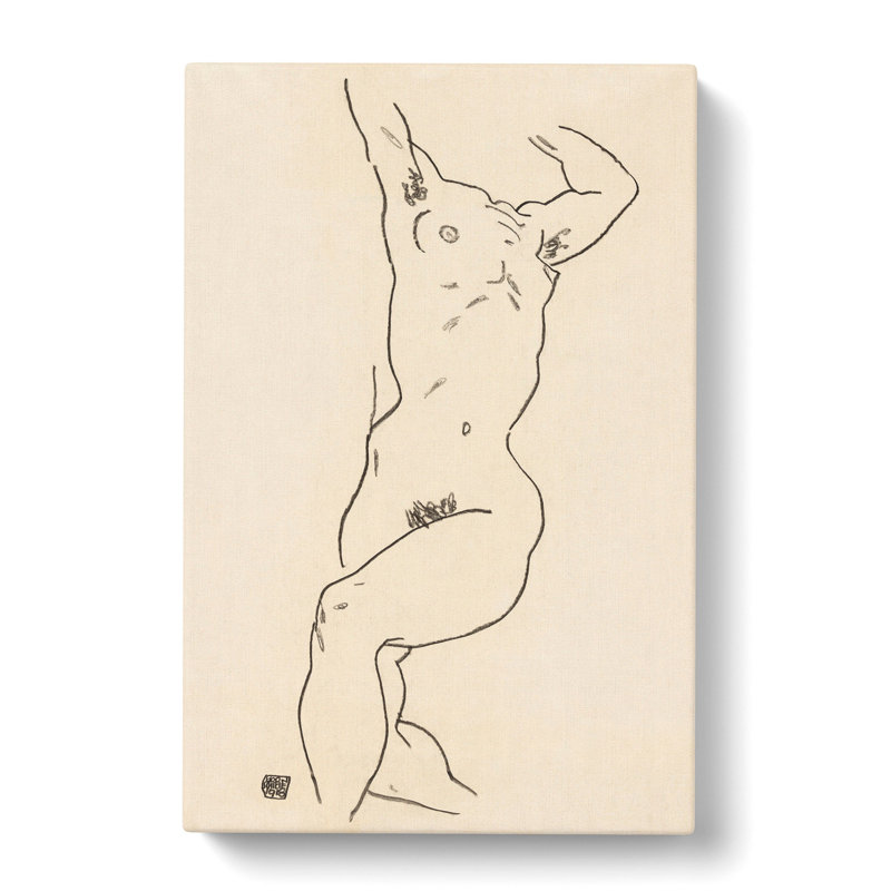 Study of a Naked Woman Vol.2 by Egon Schiele - Wrapped Canvas Drawing, 35cm H x 35cm W x 3cm D