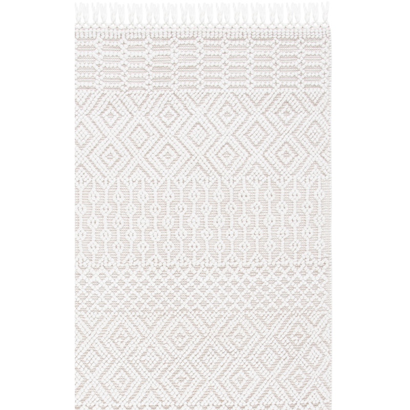 Tapis ivoire tissé à plat à la main Southwestern, Rectangle 9 pi x 12 pi