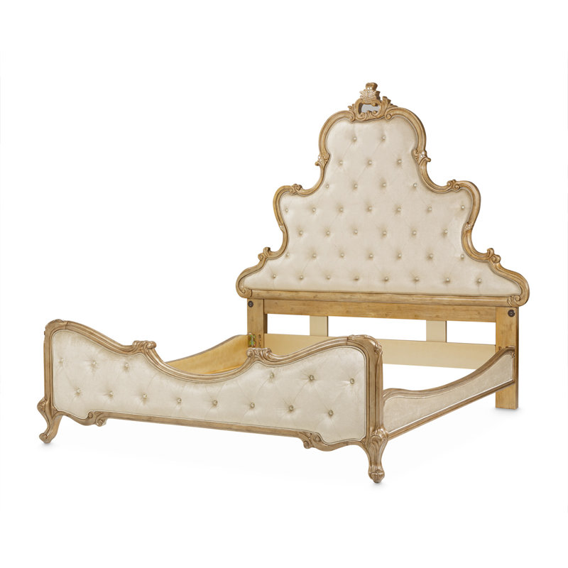 Velvet Scalloped Bed, King, Champagne