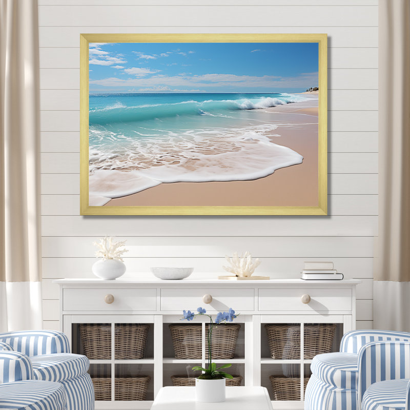 Harmonie de plage océanique - impressions sur toile côtières, Cadre doré, H 24 po x l 32 po x P 1 po