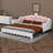 Twin Extending Modern Upholstered Princess Daybed With Crown Headboard And LED Lights-96171105