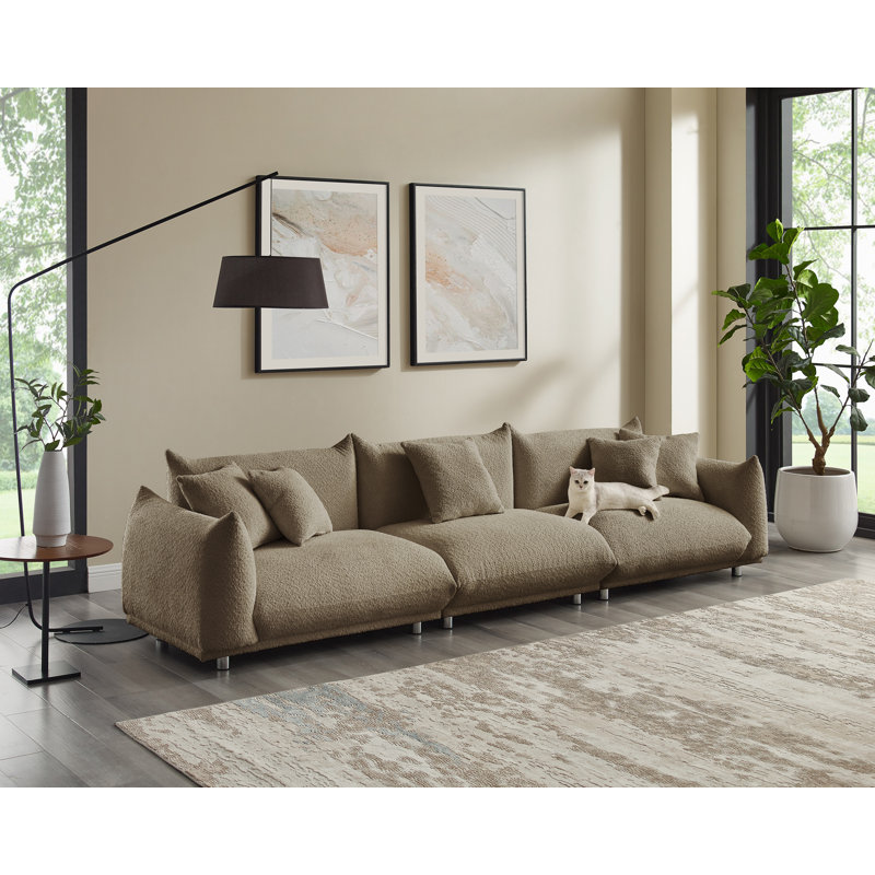 Arnya MINIMORE Modern Style Sofa , Olive Rayon/Viscose, 3, 29" H x 88.9" W x 37" D