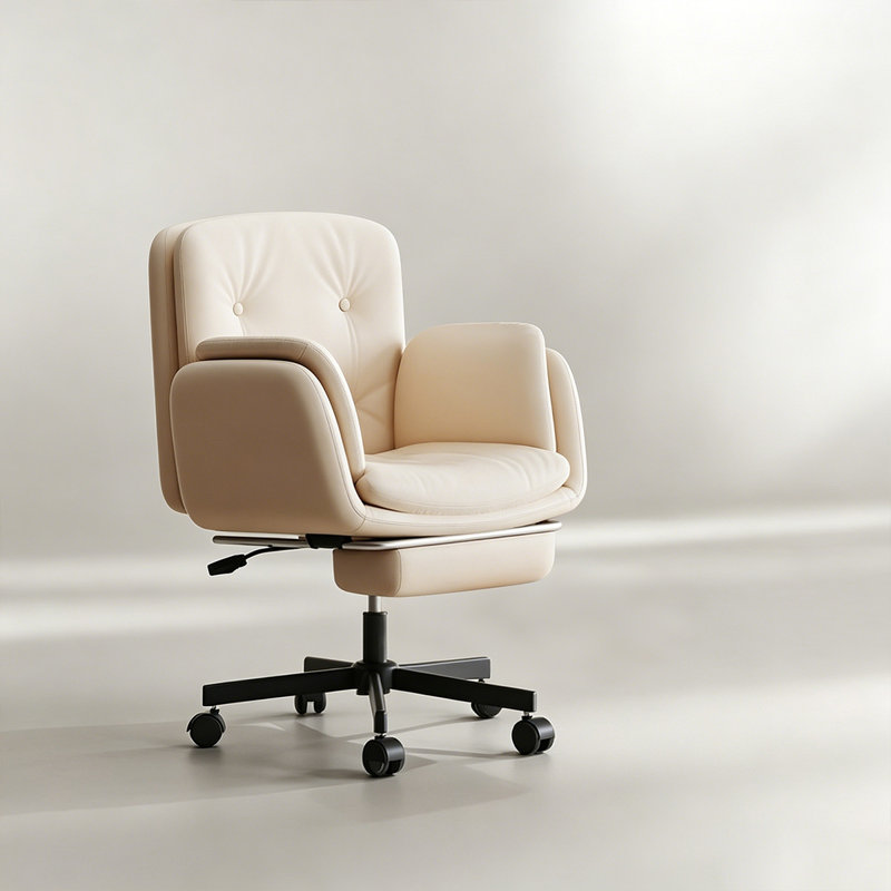 Apricot Cream Ergonomic Office Chair with Foldable Armrests