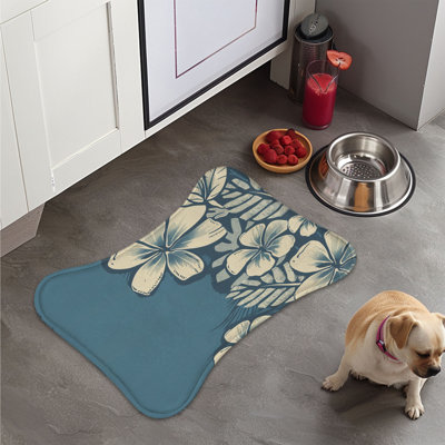 Block Print Tropics - 1 Piece Bone Shape Feeding Mat