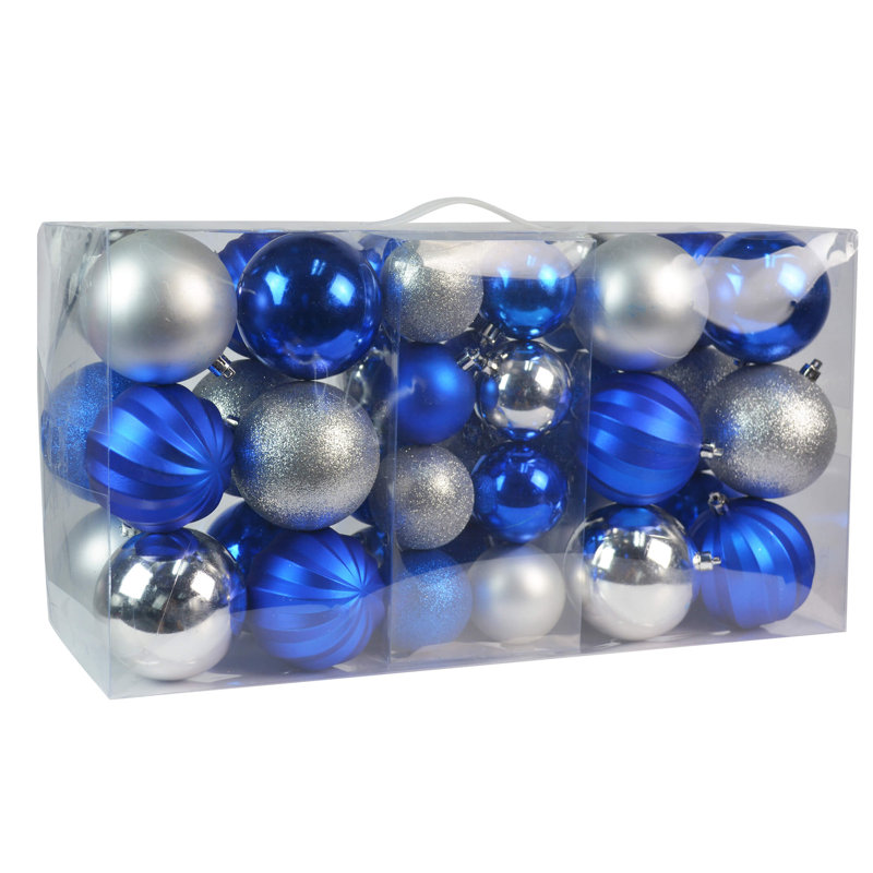 Ensemble d’ornement boule 40 pièces, Argent / Bleu