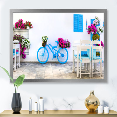 " Blue Old Bicycle With Flowers "