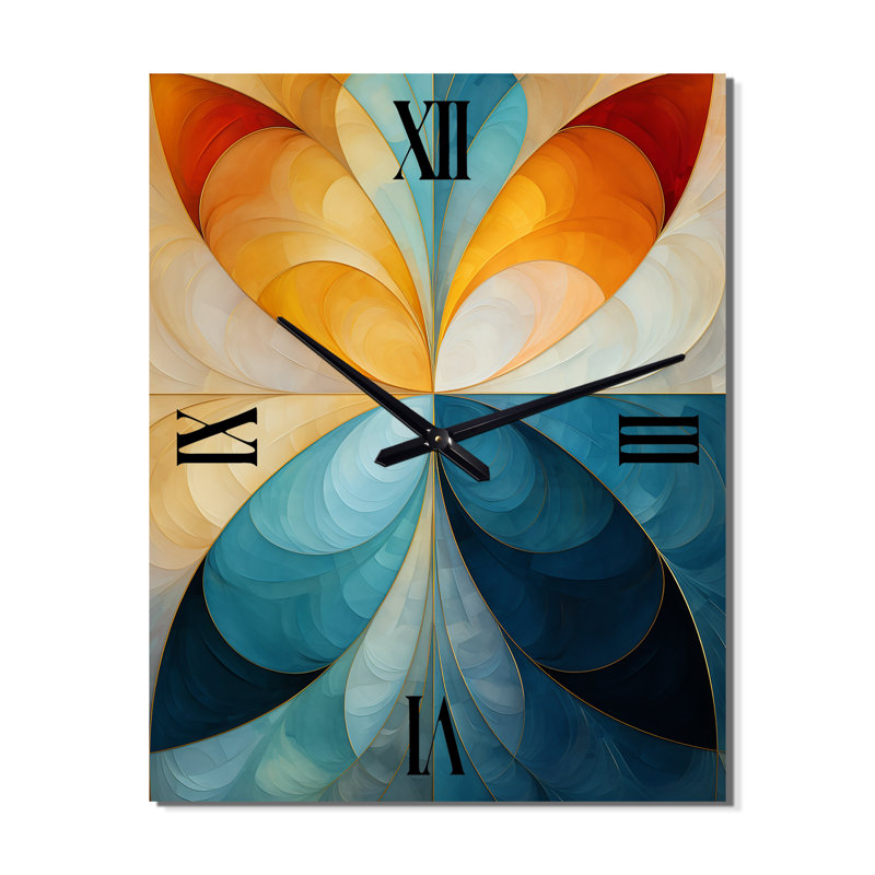 Contemplating Divinity Circular Harmony I - Horloge murale géométrique moderne surdimensionnée, H 32 po x l 16 po x P 1 po