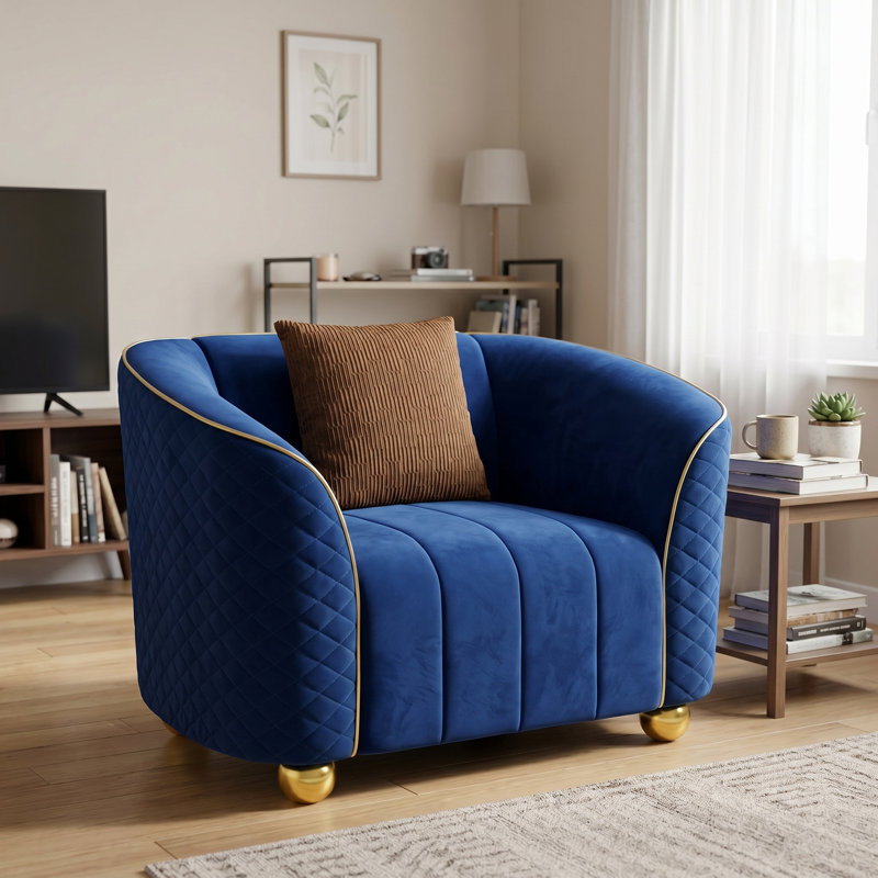 Fauteuil rembourré 46 po, Bleu