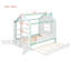Lit cabane double avec lit gigogne de rangement, bois MDF, blanc et bleu modernes