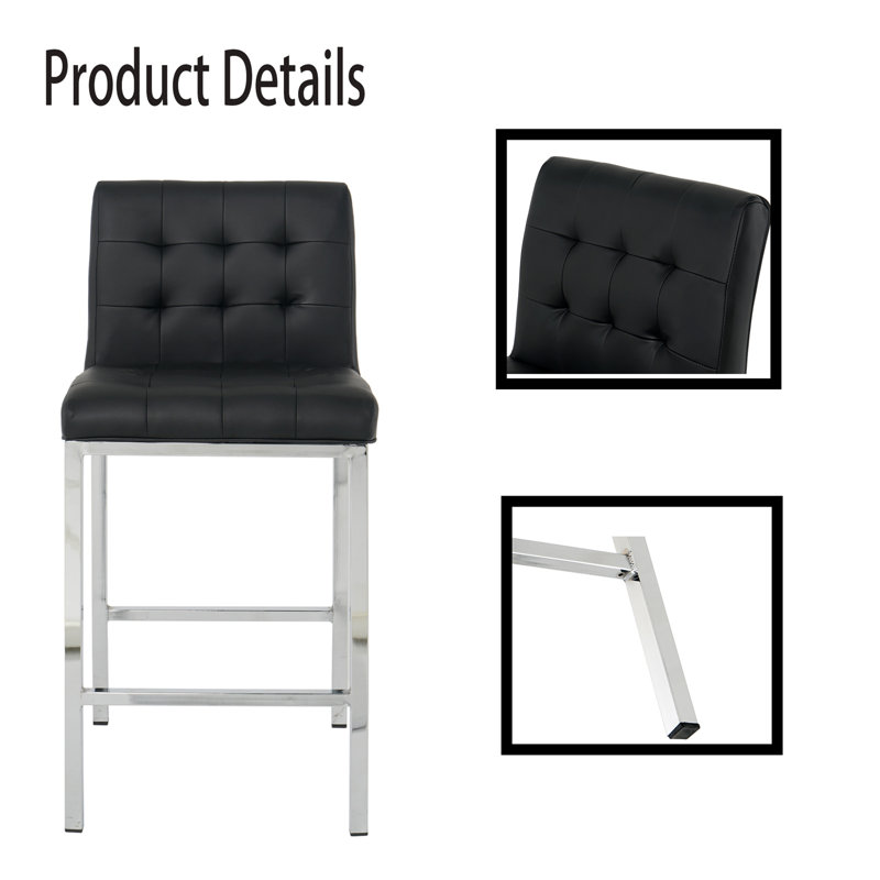 Tabouret de comptoir 24 po Ifenna, Similicuir noir