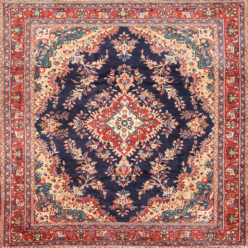 Rouge oriental/bleu/beige adahy Tapis décoratif, Rond 5 pi