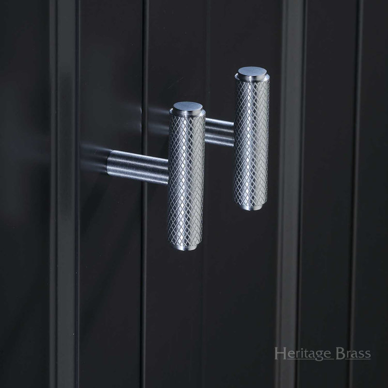Heritage Brass Cabinet Knob Knurled T-Bar Design 45mm