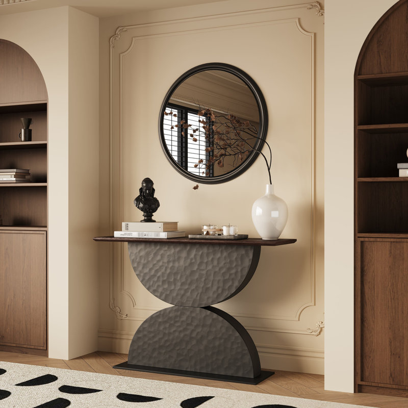 Console de 47 po en bois à texture martelée 47 po avec DEL, parfaite pour un décor de salon contemporain, une utilisation multi-scène, une installation rapide et des outils