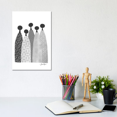 Five Wise Women In Black & White by LouLouArtStudio - Wrapped Canvas Print
