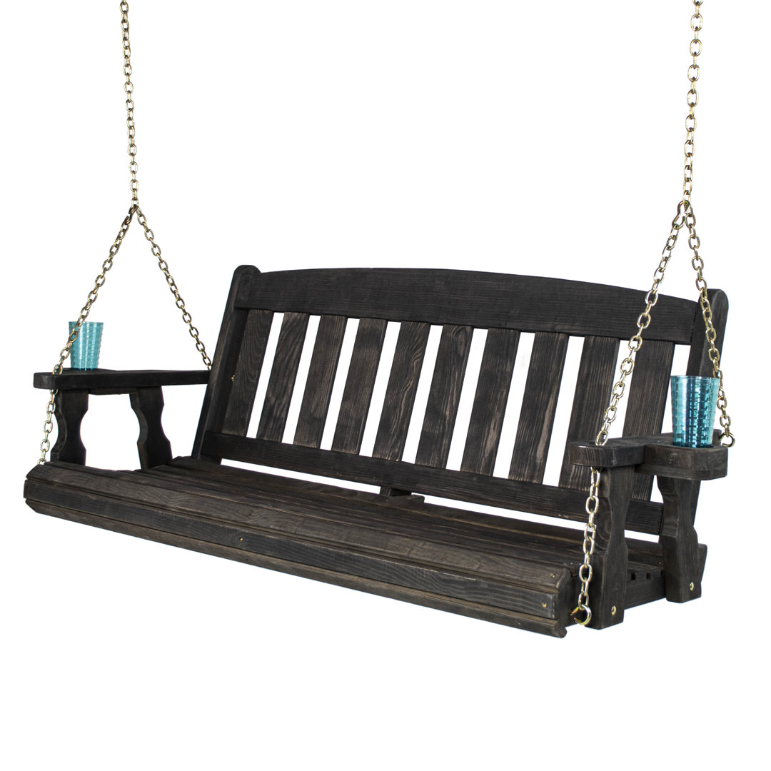 Amish Casual Heavy Duty 800 Lb Mission Treated Porch Swing with Hanging Chains and Cupholders (5 Foot) Amish Casual 