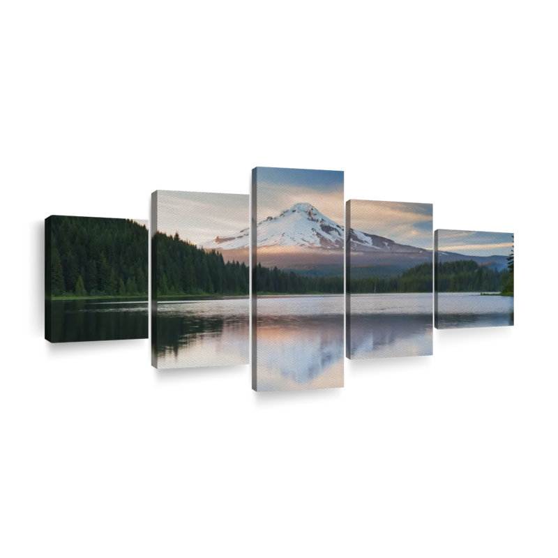 Ensemble de 5 pièces sur toile Mount Hood Panorama, H 30 po x l 68 po x P 1,25 po