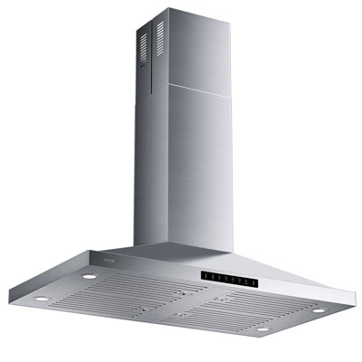 VIKIO 42" Island Range Hood with 4 lights, 3-Speed, 600 CFM, Ultra-Quiet, Dishwasher-Safe Filters, Stainless Steel, ETL Listed