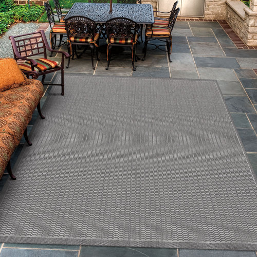 Breakwater Bay Elis Flatweave Gray White Indoor Outdoor Area Rug ...