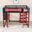 Full Wood Loft Bed with Desk, Shelves, LED Light and Power Outlet-1456371242
