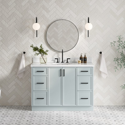 ARIEL Kelly 49 Single Sink Bathroom Vanity with Italian Carrara Marble Top