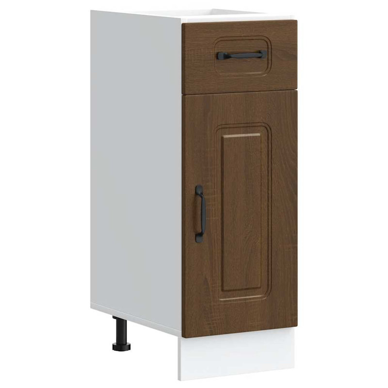 Kitchen Base Cabinet Kalmar Engineered Wood, 81.5cm H x 30cm W x 46cm D, Brown Oak