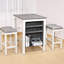 Comptoir 3 pièces avec rangement, style moderne, construction, installation rapide, sièges rembourrés, tablettes latérales, plateau de table blanc délavé, assemblage, tabourets peu encombrants, bois massif rétro Easy +, encastré