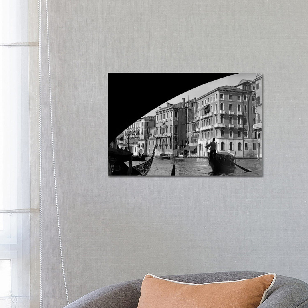1920s-1930s Gondola Beneath Rialto Bridge Grand Canal Venice Italy by Vintage Images - Wrapped Canvas Print